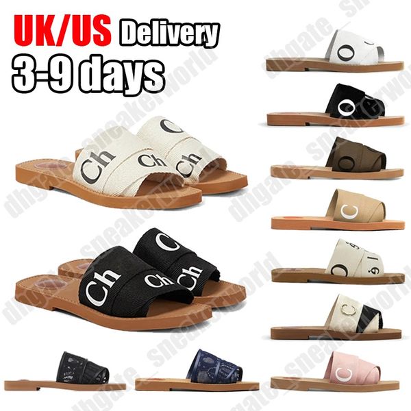 

Luxury Sandals Woody Mule Flat Slides Designer Canvas Sandals Womens Letter sandal slipper shoes casual thick bottom net red summer flat flip flops shoes Size 35-42, #09