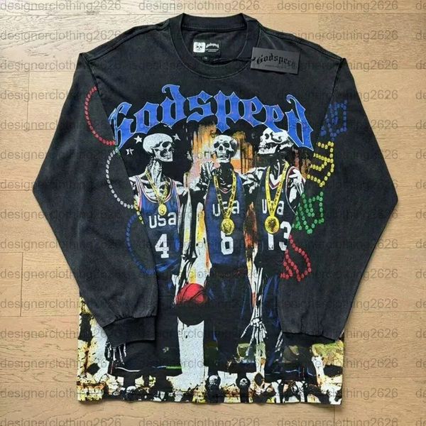 

Designer Godsspeedes long t shirt Shirts fashion classics graphic tee tshirt mens clothes loose hip hop rock womens high-quality, Brown