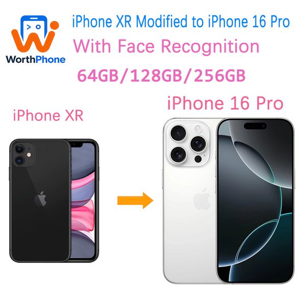 IPhone Unlocked iPhone XR Covert to iPhone 16 Pro 12 PM Camera 3GB RAM 256GB ROM Cellphone With Face Recognition Mobilephone