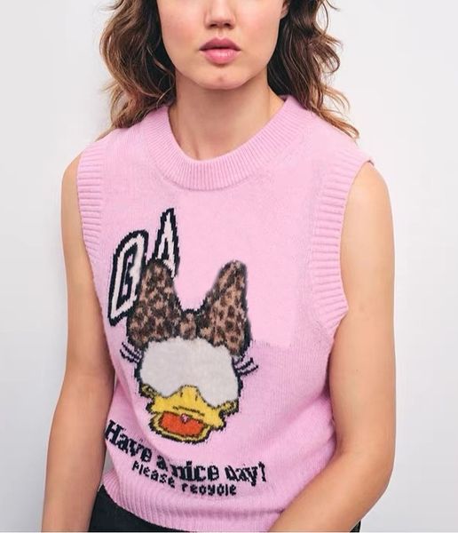 

26 Early Spring New Arrival Niche Designer Wool-blend Knit Pullover Vest Women's Loose-fit Print Knitted Cardigan Sweater Coat with Letter Pattern Buttons Sweaters tn, Ivory