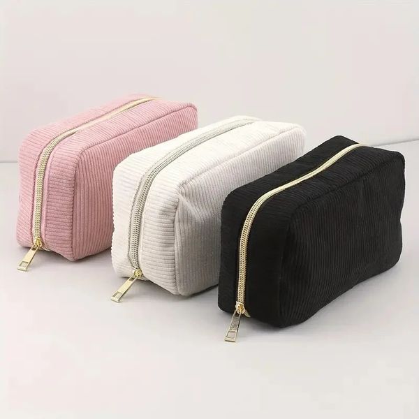 Simple Large Capacity Pencil Case Corduroy Material Multifunctional School Supplies Pouch Office Stationery 251230