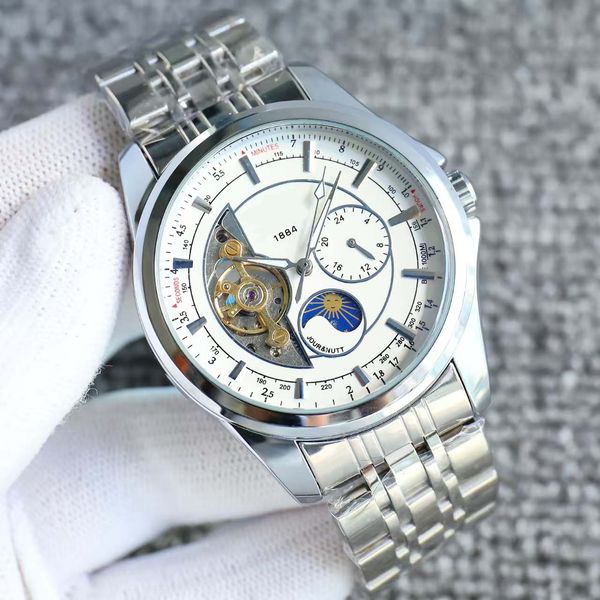 

Fashion Watch Mineral Super Blue Light Mirror Men's Casual Business Multifunctional Mechanical Chronograph Movement Exquisite Quality Creation, Gold
