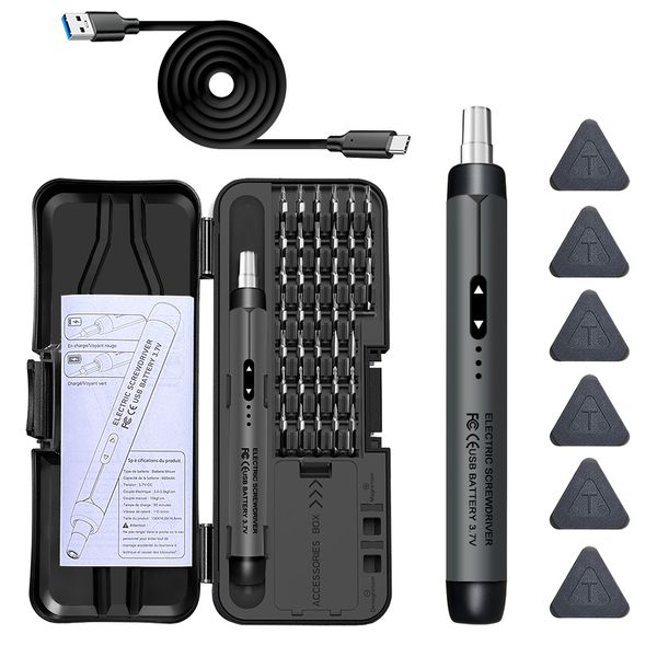 Wireless Electric Screwdriver Set Precision Power Tool Kit Rechargeable Mini Small Bits for Watch Mobile Cell Phone Computer Repair CRV