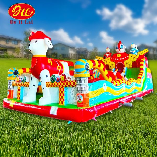 Outdoor large inflatable castle with Ultraman cartoon design for wholesale and customization No free shipping offered.