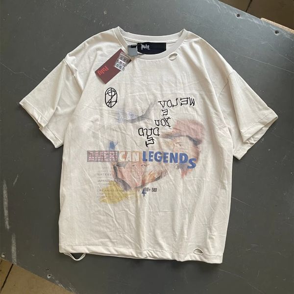 Apricot Hole American T-Shirt Men Women High Quality 2026ss Loose Top T Shirt Tee Tops