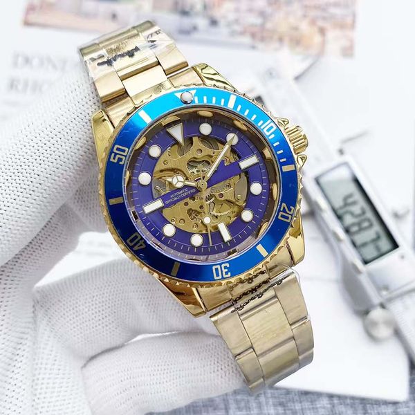 

Style Choice: Men's Fashion Mechanical Watch, Perfect Fusion of Mineral Glass Mirror and Transparent Hollow Design, Yellow