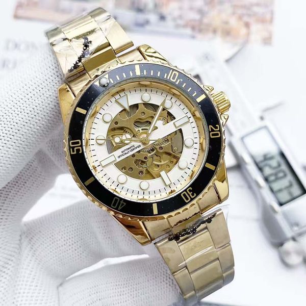 

Men's Fashion Essential: Fashion Mechanical Watch, Mineral Super Strong Glass Mirror Transparent Hollow Design, Bronze