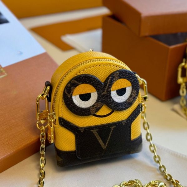 

Keychains Lanyards Charms Designer Leather Car Keyring Chain Mini Earphone Bag Purse Zipper Pocket Bag Pendant Keys, Yellow