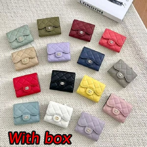 

designer Card Holder High Quality Caviar Pattern Wallet Short Women's Card Clip Luxury Wallet Mini Wallet Leather Wallet Designer Fashion Purses Classic Credit Bag, Green