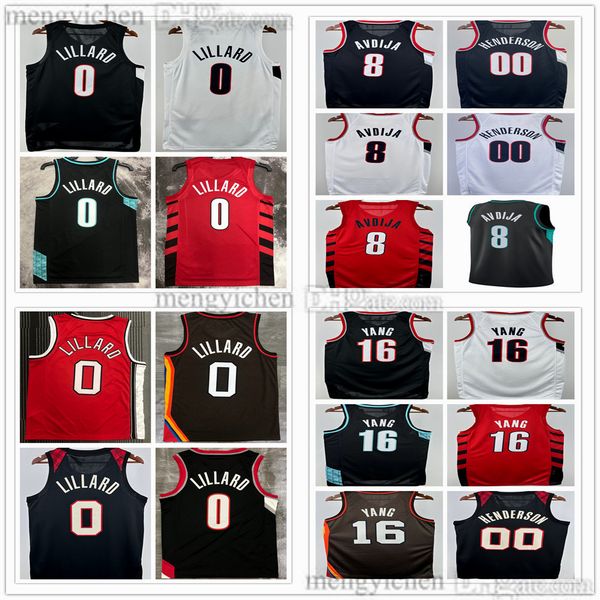 Men's Basketball Jerseys Damian Lillard 0 Yang Hansen 16 Deni Avdija 8 Scoot Henderson 00 Men Women Youth
