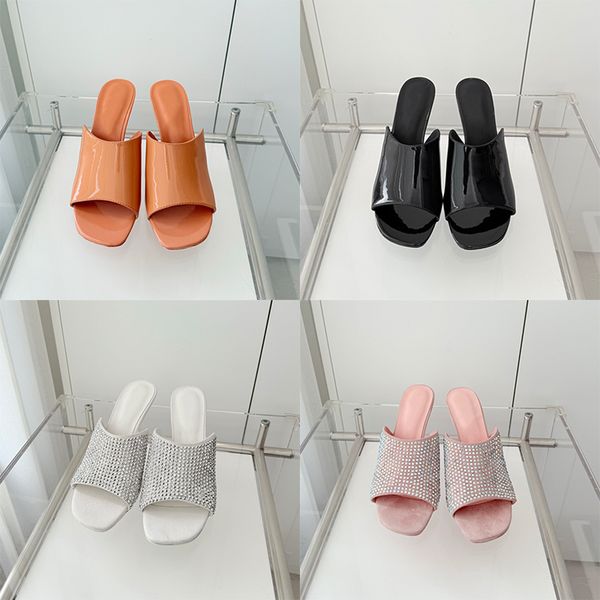 

high quality womens Sandals designer Crystals High Heels Luxury Slipper Suede Sheepskin Sliders Summer Beach Shoes Outdoor High Slipper 1028, A1