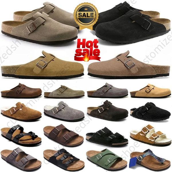 

slides sandals slippers designer slides boston clogs Designer Clogs Sandals Clog Slippers Cork High Quality Fashion Summer Genuine Leather Beach Casual Shoes 35-46, Blue