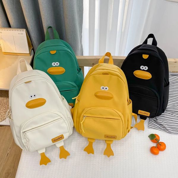 Canvas Kids Backpack School Bag for Girls Boys Cartoon Duck Children Travel Bags Portable Primary Child School Backpacks 260106