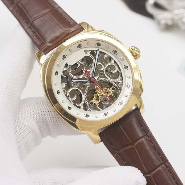 

High-End Men's Automatic Mechanical Watch Leather Strap Mineral Scratch-Resistant Glass Choice of Taste Elegant Style Symbol of Life Dignity Quality Guaranteed, Red