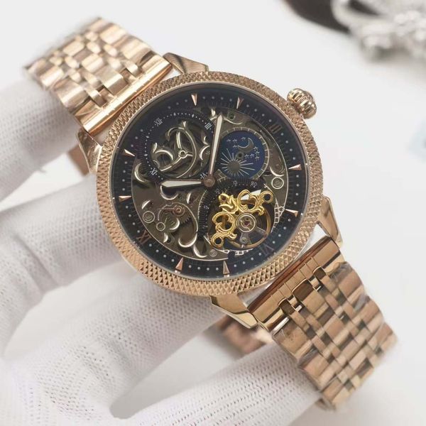 

High-End Automatic Mechanical Movement Men's Watch Leather Strap Mineral Scratch-Resistant Glass Elegant Style Choice of Taste Symbol, Orange