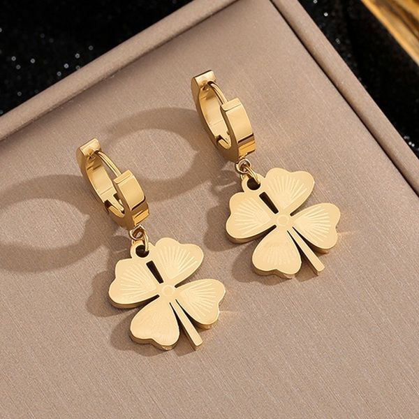 

Designer Earrings Designer Earrings for Women Four Petal Flower Earring Gold Drop Earrings Luxury Jewlery Designer for Women Elegant Timeless Sparkling Gift