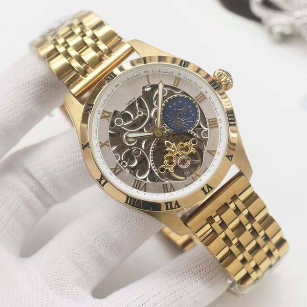 

Men's Watch Automatic Mechanical Movement Stainless Steel Strap Mineral Scratch-Resistant Glass High-End Quality Elegant Style Symbol of Taste, Dark navy