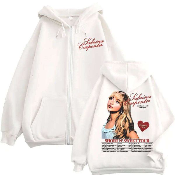 Sabrina Carpenter Short N' Sweet Album Merch Zipper Hoodies Fashion Aesthetic Zip Up Sweatshirt Men Women Harajuku Y2k Pullovers H260107