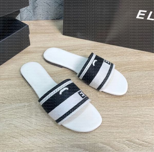 

Paris Embroidered Dazzle Designer Slippers Womens Sandals Summer Beach Stripes Casual Flat Slippers Sliders women ladies flip flops Embroidery Mules, Color 3