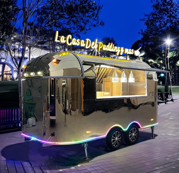 

Outdoor Mobile Bar Hotdog Dessert Coffee Ice Cream Cart Pizza Truck Mobile Kitchen Fast Food Trailers Fully Equipped, Clear