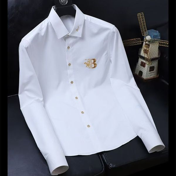 Men's Casual Shirts Designers quality designer business tees classic long Sleeve Shirt solid color letter spring autumn blouse plus size