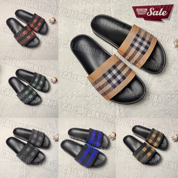 

Designer Check Slides Summer Beach Slippers Vintage Tartan rubber Slider Men Women black brown Luxury Sandals Archive Beige Print Embossed Slide, #color 4