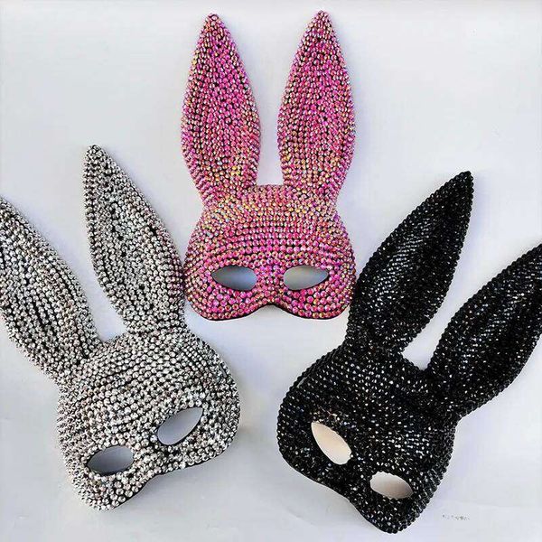 Halloween Sequin Rabbit Mask Party Masquerade Drama Performance Animal Costume Shooting Cosplay Comic Con Props 26H0110