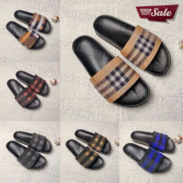 

Designer Check Slides Summer Beach Slippers Vintage Tartan rubber Slider Men Women black Luxury Sandals Archive Beige Print Embossed Slide 36-45, #color 7