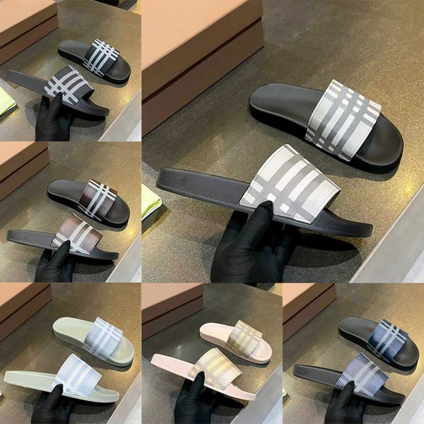 

Luxury Men Shoes Check Sandals Vintage Printing Slipper Rubber Slide Designer Sliders Summer Beach Flat Slippers Womens Casual Shoes Plaid Sandale 1033, A1