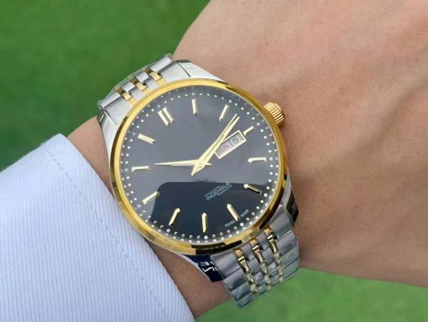 

High-End Men's Formal Watch, Pointer Date and Week, Dial with Classic Pencil Stitching, Mineral Strengthened Anti-Glare Coating, Red