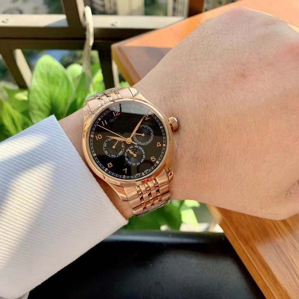 

Elegant Men's Formal Watch, High-End Retro Series, Pointer Date and Week Function, Dial with Classic Pencil Stitching, Split