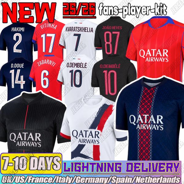 

Maillot De Football psgES Jersey 25 26 Ousmane Dembele Khvicha Kvaratskhelia Long Sleeve Soccer Jerseys Paris St Germain Jersey GonCalo Ramos Football Shirt Kids, Black