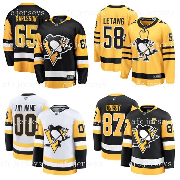 

Custom Hockey Shirts 87 Sidney Crosby 71 Evgeni Malkin Kris Letang Erik Karlsson Bryan Rust Ice Hockey Jerseys For Fans, Black