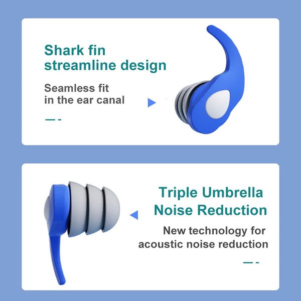 1 Pair Silicone Anti-Noise Ear Plugs Ear Protection Earplugs Soft Comfort Sound Blocking Earplugs for Travel Work Sleep Swimming 260109