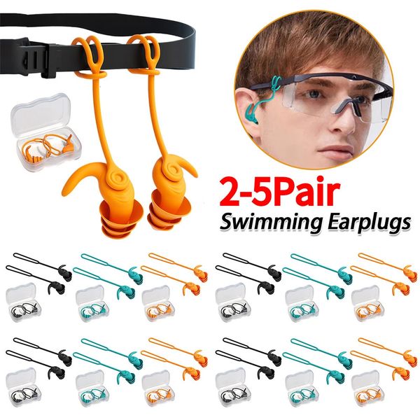 2-5Pair Waterproof 3 Layer Anti-Noise Earplugs Silicone Ear Protection Earplugs Washable Swimming Ear Plug for Hearing Safety 260109