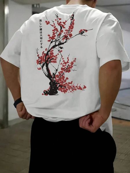 The mens short-sleeved T-shirt for summer features a casual and fashionable 3D flower pattern print 260107