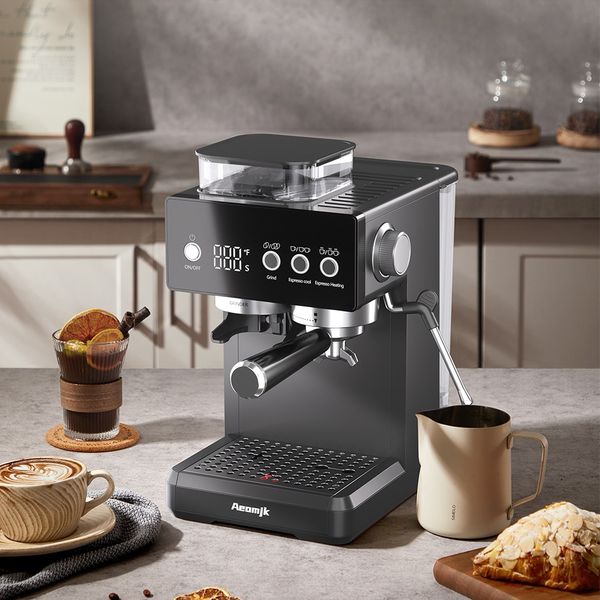 US Standard Integrated Grinding Room-Temperature Cold Brew Milk Frother Espresso Semi-Automatic Coffee Machine CM5540