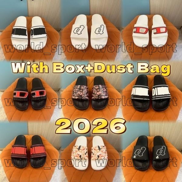 

With Box 2026 Designer Fashion Slipper Sliders Slides Sandals Slippers For Men Women Hot Unisex Pool Beach Flip Flops Free Shipping Size 36-46, Black