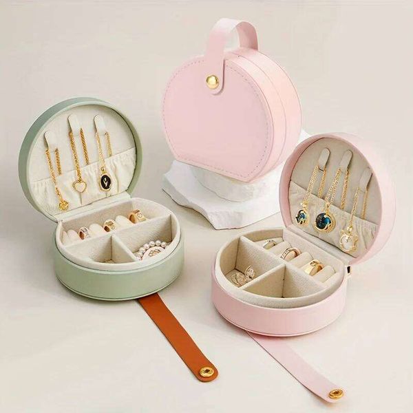 Semicircle Portable Box Travel Case Storage Organizer for Earrings Rings Necklaces Bracelets Mini Jewelry Holder 26L0112