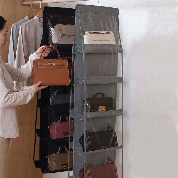 10 Pockets Purse Handbag Organizer Clear Hanging Shelf Collection Storage Holder Bag Wardrobe Closet Space Saving 26H0111
