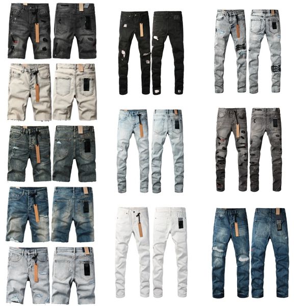 

men jeans for mens designer jean short high quality slim fit jean Black straight retro ripped casual pants Luxury patchwork perforated jeans, Jeans44