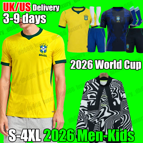 

4XL soccer jersey bRaZIl jersey 2026 world cup football jersey 25 26 kids football shirt top VINI JR RAPHINHA NEYMAR JR RODRYGO CASEMIRO yellow goalkeeper men kids kit, Black