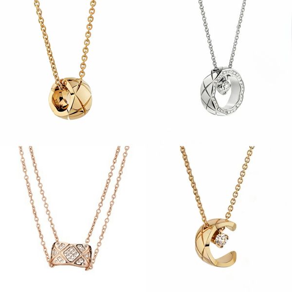 

Luxury Necklace Designer Diamond Pendant Necklace Classic Rhombus Plaid Necklace Men's and Women's Jewelry Pendants 18k Gold Plated Necklace High-quality Party Gift