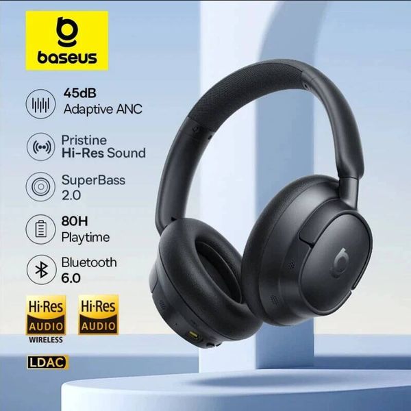 Bestseller Baseus EH10 NC ANC Wireless Headphones 45dB Adaptive Hybrid Noise Cancelling Headsets Hi-Res LDAC Headphone Bluetooth 6.0 80Hrs ddmytues