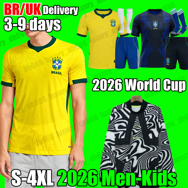 

XXXL 4XL bRaZIl soccer jersey 2026 world cup football jersey 25 26 kids football shirt top VINI JR RAPHINHA NEYMAR JR RODRYGO CASEMIRO yellow goalkeeper men kids kit, Black