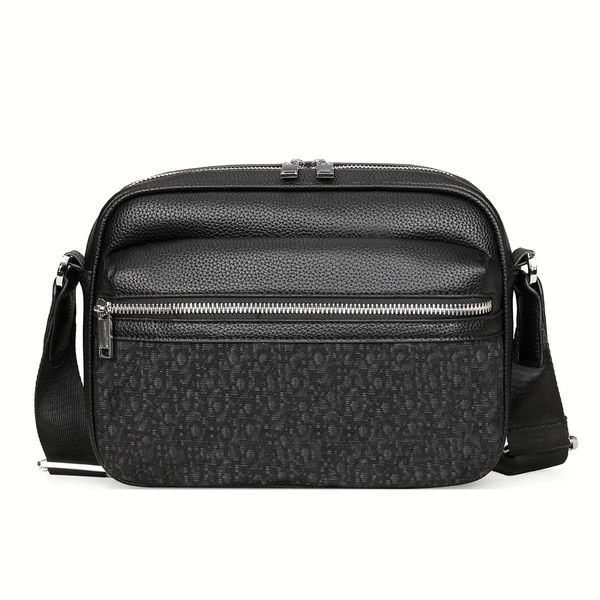 

designer durable flip handbags fashion mens black print shoulder bags man adjustable strap business crossbody bag geometric pattern wear resistant, 17#