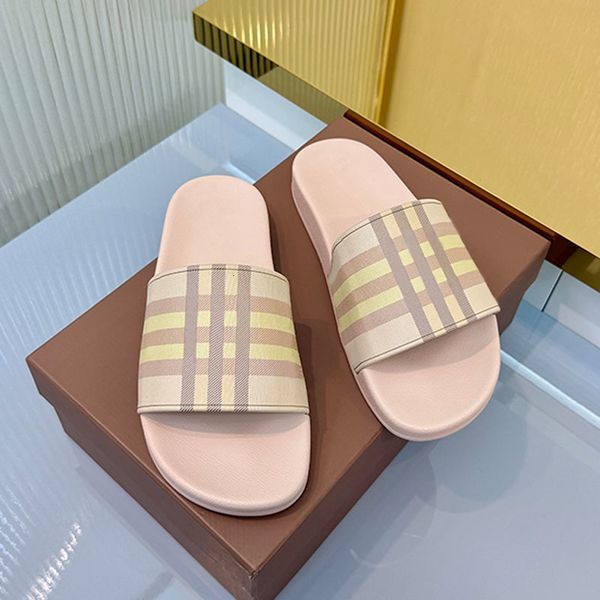 

Mens Check Sandal Vintage Printing Slipper Womens Casual Shoes Rubber Slide Designer Sliders Summer Beach Flat Slippers Travel Plaid Sandale 1033, A1