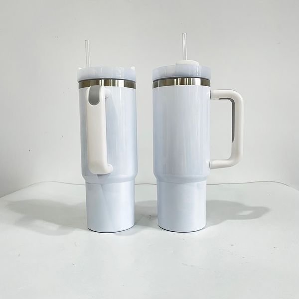 Wholesale USA warehouse glossy white H2.0 30oz adventure blank sublimation tumbler double walled stainless steel water bottle with lid and straw
