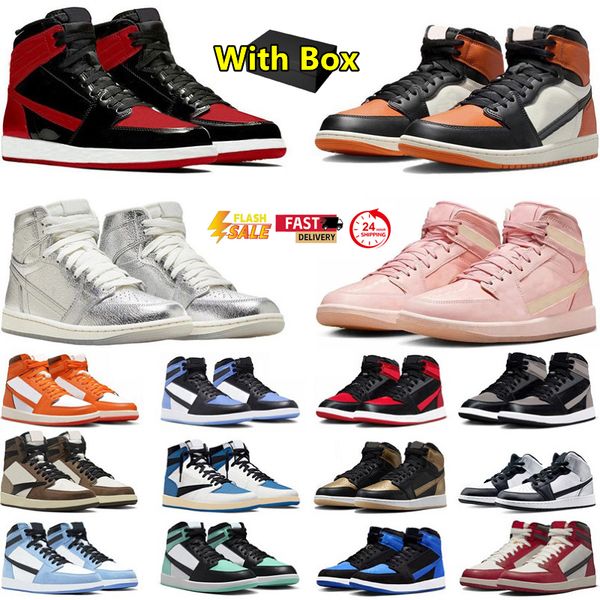 

2026 with box designer 1 high 1s mens basketball shoes Satin Bred Patent Valentines Day Shattered Backboard Lost Found UNC Blue men women trainers sports sneakers GAI