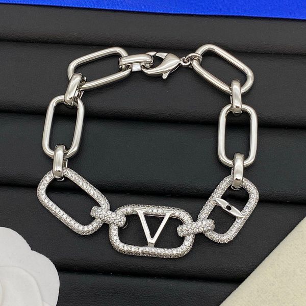 

Designer Bracelet Bangle Charm Bracelet Classic Crystal Rhinestone Bracelets Link Designer Women Jewelry Party Gift with box